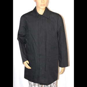 STRUCTURE MID LENGTH MENS BLACK RAIN COAT SIZE MEDIUM BUTTON CLOSURE FLAP POCKET